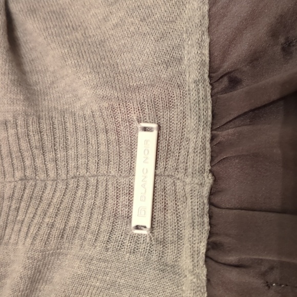 Blanc Noir long lineinimalist Grey Cardigan Topper back cotton silk panel Sz L - Picture 9 of 10